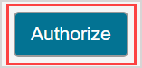 The Authorize button is below the Permissions table.